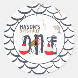 O-Fish-ally One Fishing Birthday Party Runder Aufkleber