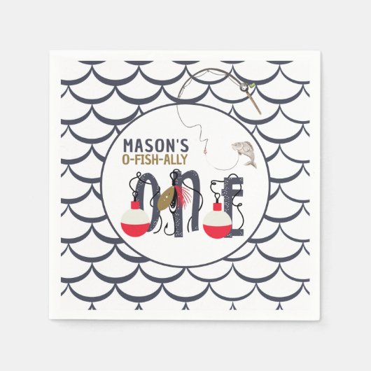 O-Fish-ally One Fishing Birthday Party Serviette (Vorderseite)