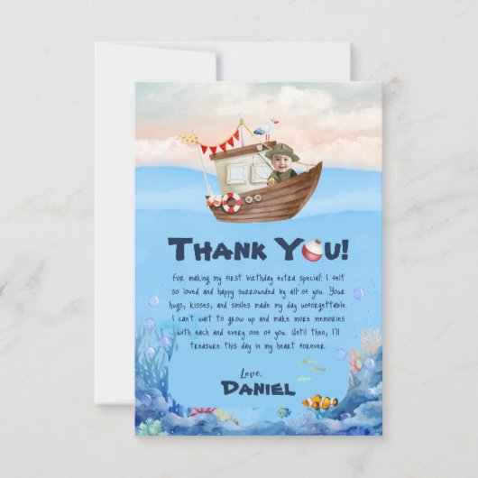 O-fish-ally One Fishing Flat Thank You Card Dankeskarte (Vorderseite)