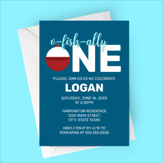 O-Fish-ally One Minimalistisch Birthday Party Einladung