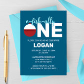 O-Fish-ally One Minimalistisch Birthday Party Einladung