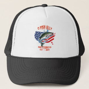 "O-FISH-ALLY Remüde:Proud, Free, and Fishing 2025 Truckerkappe