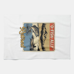 O-Fish-Ally Ruhestand Vintage Angler-Shirt Design_ Geschirrtuch