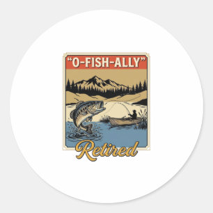 O-Fish-Ally Ruheständler Vintage Angler-Shirt Desi Runder Aufkleber