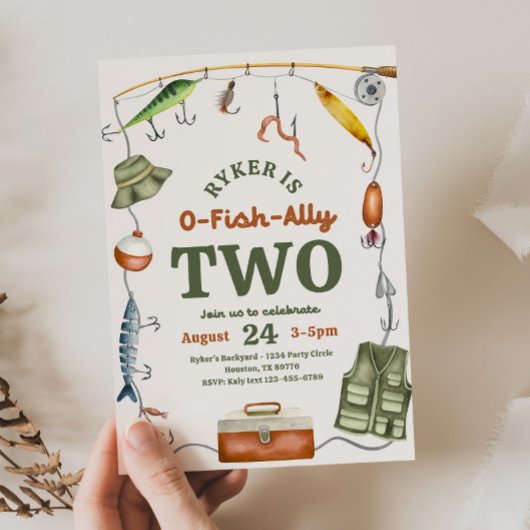 O-Fish-Ally Two Birthday Invitation Einladung