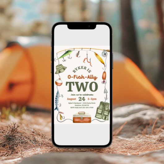 O-Fish-Ally Two Birthday Invitation Einladung