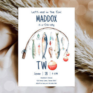 O-Fish-Ally Two Blue Boy 2. Geburtstag Einladung