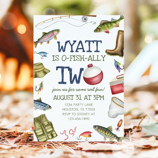 O-Fish-Ally Two Fishing 2. Geburtstag Einladung