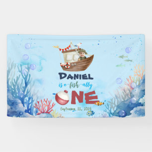 O-fish-One Fishing 1. Geburtstagsbannerzeichen Banner