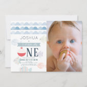 O-fish-One Fishing Boy 1. Geburtstag Foto Einladung (Vorderseite)