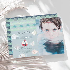 O-fish-One Fishing Boy Birthday Foto Einladung