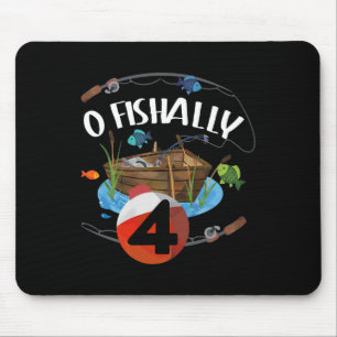 O Fishally 4 Jahre alter Fischer 4. Geburtstag Fis Mousepad