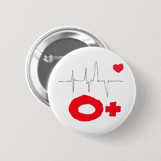 O+ Flippiger Blutgruppe-Herzfrequenz-Knopf Button (Vorne & Hinten)