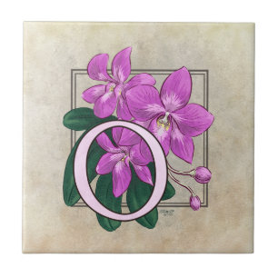 O für Orchiale Blume Floral Monogramm Fliese