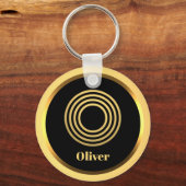 O Gold Mit Monogramm Letter Personalisiert Schlüsselanhänger (Vorderseite)