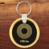 O Gold Mit Monogramm Letter Personalisiert Schlüsselanhänger (Vorderseite)