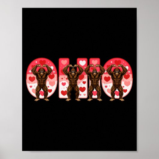 O-h-i-o Funny Bigfoot Ohio In Midwestern Valentine Poster (Vorne)