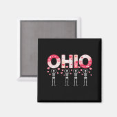 O-h-i-o Funny Skeletons Ohio In Midwestern Valenti Magnet (Vorderseite/Rückseite)