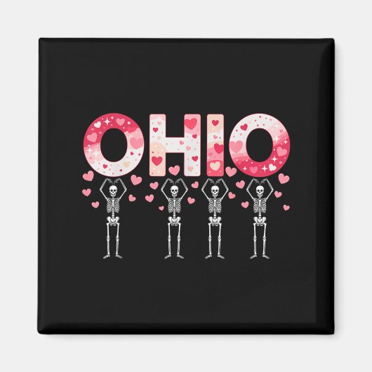 O-h-i-o Funny Skeletons Ohio In Midwestern Valenti Magnet (Vorne)