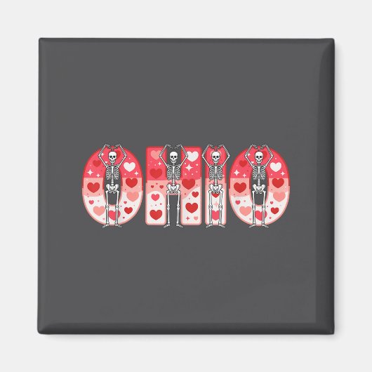 O-h-i-o Funny Skeletons Ohio In Midwestern Valenti Magnet (Vorne)