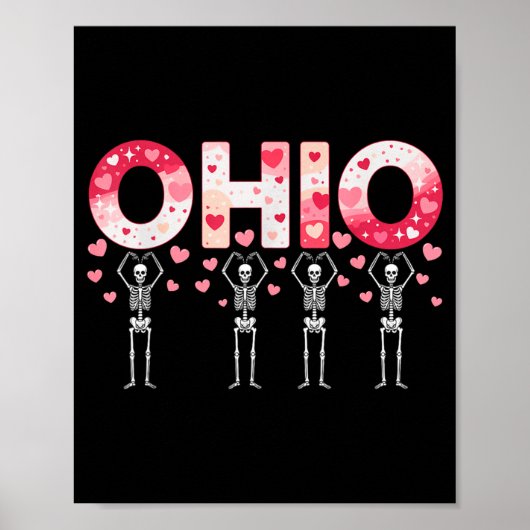 O-h-i-o Funny Skeletons Ohio In Midwestern Valenti Poster (Vorne)