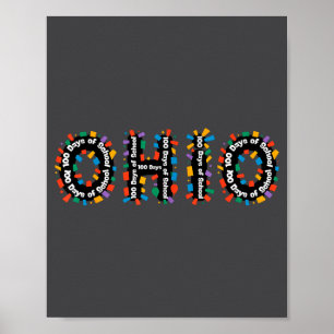 O-h-i-o Lustiger 100. Schultag Ohio Mittlerer West Poster