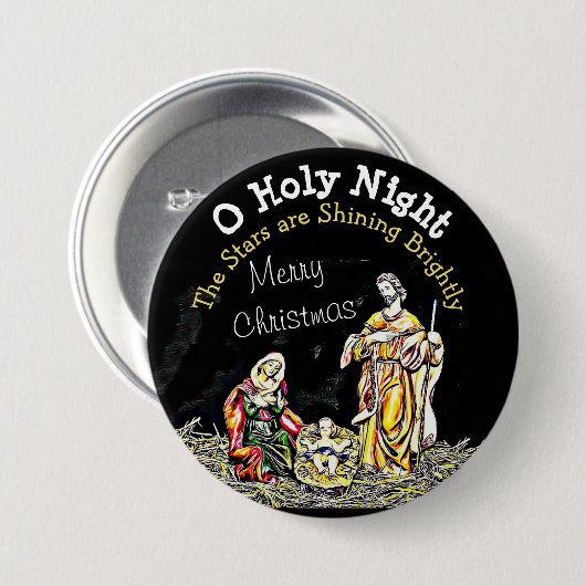 O Heilige Nacht Baby Jesus Weihnachtsknopf Button (Vorne & Hinten)