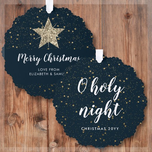 O Heilige Nacht | Gold Star Ornament Karte