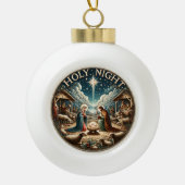 O Heilige Nacht" - Krippe Weihnachten Keramik Kugel-Ornament (Vorderseite)