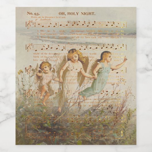 O Heilige Nacht mit Engeln Weinetikett (Einzelnes Label)