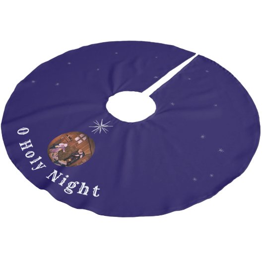 O Heilige Nacht Polyester Weihnachtsbaumdecke (Schrägansicht)