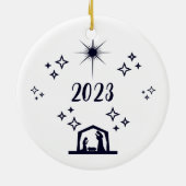 O Heilige Nacht Weihnachten Minimalistische Typogr Keramik Ornament (Hinten)