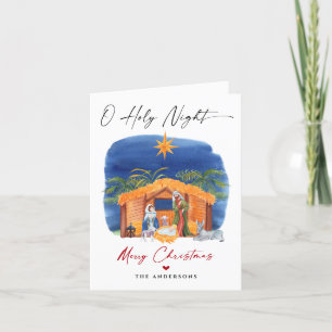 O Heilige Nacht Weihnachtskrippe Szene Familie Fot Feiertagskarte