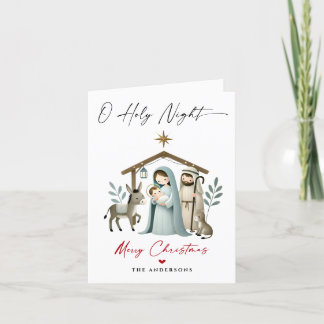 O Heilige Nacht Weihnachtskrippe Szene Familie Fot Feiertagskarte