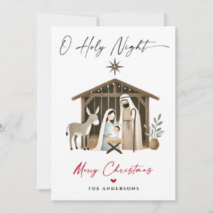 O Heilige Nacht Weihnachtskrippe Szene Familie Fot Feiertagskarte