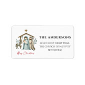 O Heilige Nacht Weihnachtskrippen-Szene-Adresse Adressaufkleber (Vorne)