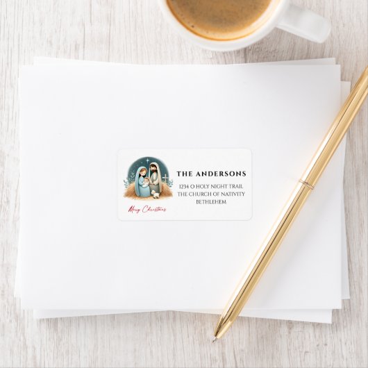 O Heilige Nacht Weihnachtskrippen-Szene-Adresse Adressaufkleber (Insitu)