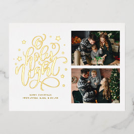 O Heiliger nächtlicher, handgeschriebener Foto-Url Folie Einladungspostkarte