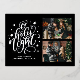 O Heiliger nächtlicher, handgeschriebener, individ Folie Einladungspostkarte