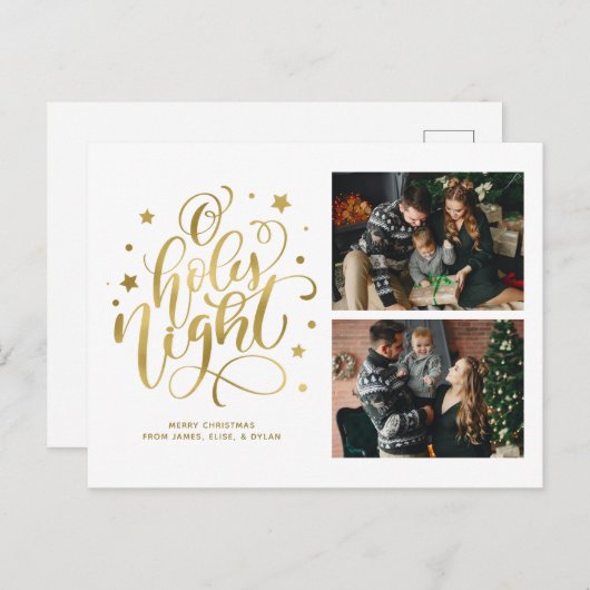 O Heiliges Nachthandgeschriebenes Foto Feiertagspostkarte (Vorne/Hinten)