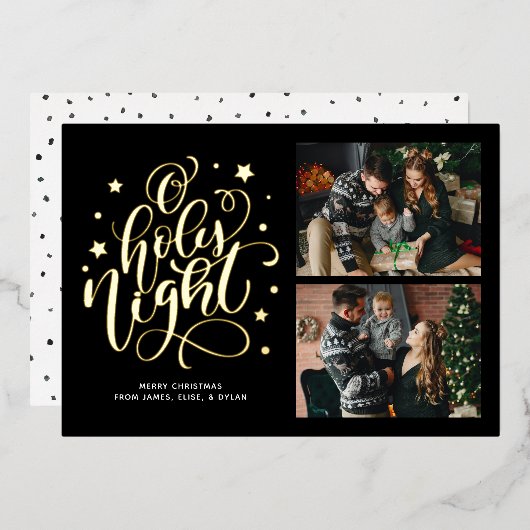 O Holiday Card Foto für die Nacht Folieneinladung (Vorderseite/Rückseite)