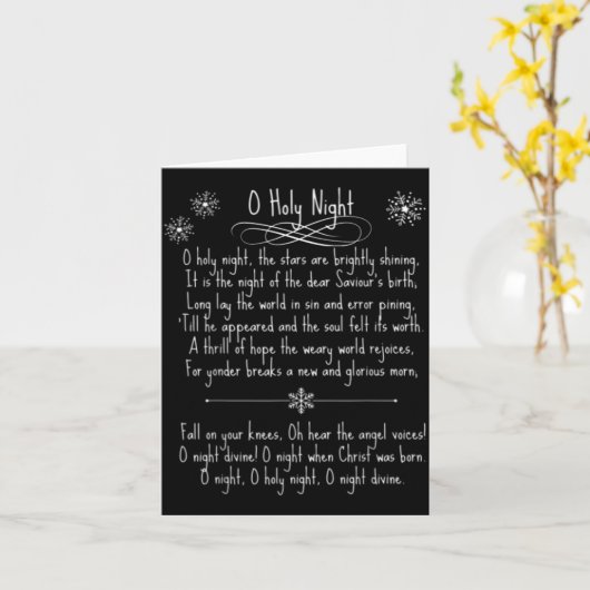 O Holy Night Christmas Carol Music Song Lyrics Tex Karte (Gelbe Blume)