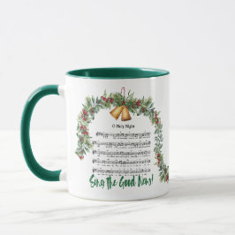 O HOLY NIGHT Christmas Hymn Green Scripture Tasse