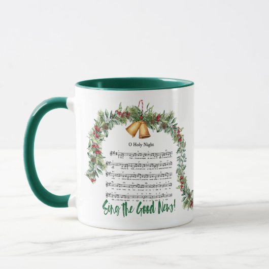 O HOLY NIGHT Christmas Hymn Green Scripture Tasse (Links)