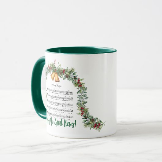 O HOLY NIGHT Christmas Hymn Green Scripture Tasse (Vorderseite Links)
