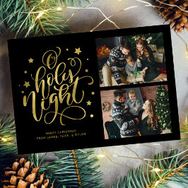 "O Holy Night" Modern Lettering Foto Feiertagskarte