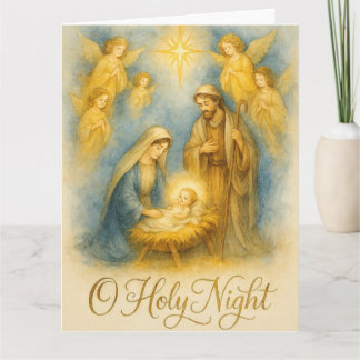 O Holy Night Nativity Christmas Karte