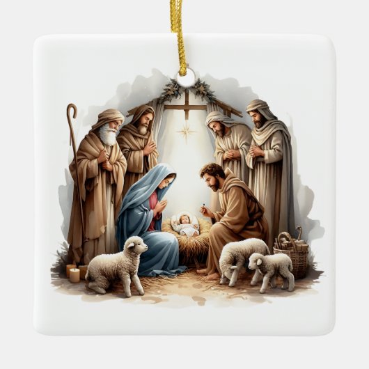 O Holy Night – Nativity Under Starlight Keramikornament (Vorderseite)