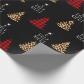 O Holy Night Red Buffalo Kariert Leopard Weihnacht Geschenkpapier (Ecke)
