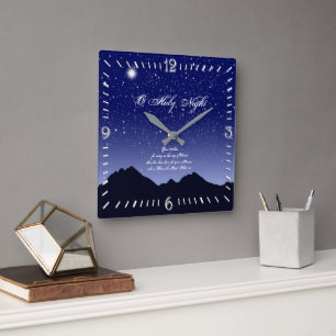 O Holy Night Square Wall Clock Quadratische Wanduhr